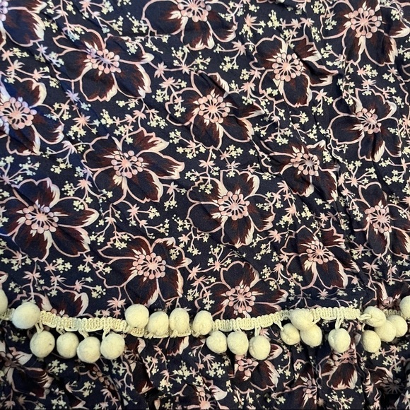 Eberjey Navy Floral Pom Pom Cover Up Size 8 - Picture 4 of 5